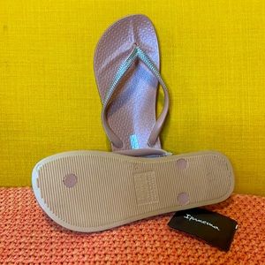 ipanema rose gold and silver flip flops